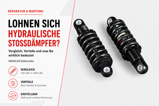 Hydraulische Stoßdämpfer WANDLER für mehr Fahrkomfort und Kontrolle beim WANDLER Elektroroller - Upgrade lohnt sich!