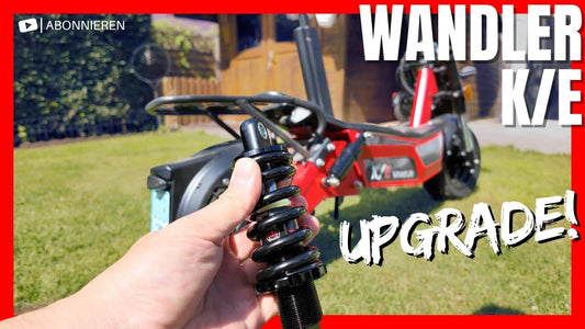 Upgrade des Fahrwerks des WANDLER-K/E Elektrorollers, präsentiert im Fahrwerk-Spezial von Scooterhelden, zeigt die neuen Komponenten für mehr Stabilität und Komfort.